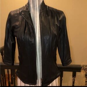 Emu Naturally Australian sheepskin leather jacket, Black, Size Small